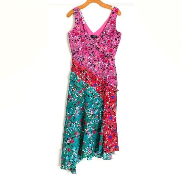 Saloni Aggie Silk Aymetrical Midi Dress size 6 - Picture 4 of 14